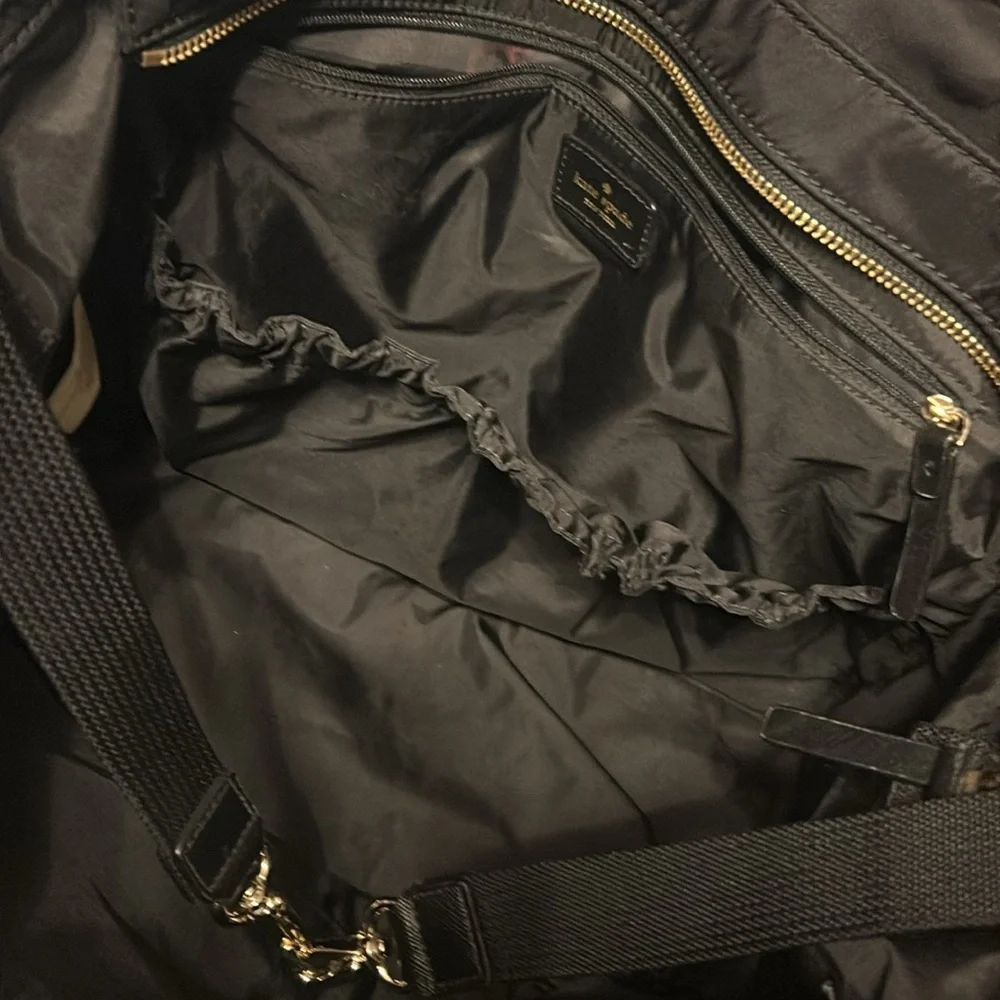Kate spade down nylon leather strap baby bag with long strap included euc